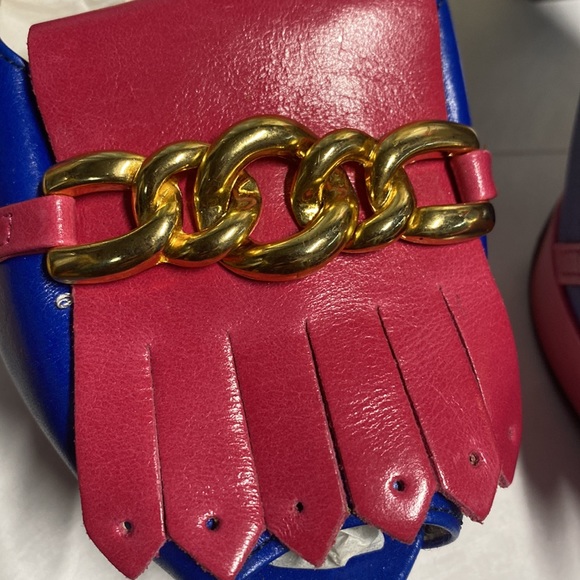 RARE DP PURSE MADE IN ITALY PLATFORM SLING BACK HEELS SIZE 38 - Picture 12 of 13